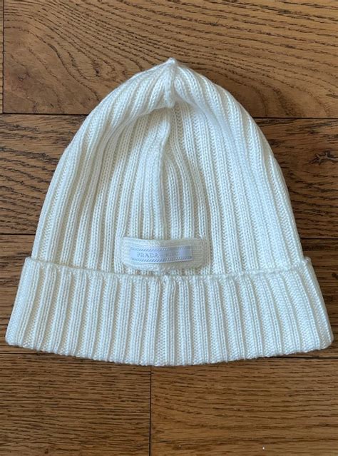 prada hat white|prada women's beanie.